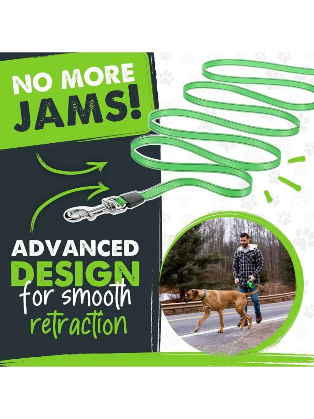 16' Retractable Dog Leash with Poop Bag Holder for Large Pets - Durable